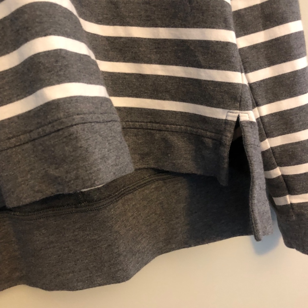 CAbi Windward Hoodie Top Striped Lace Up in Gray White 5324 - Picture 8 of 9